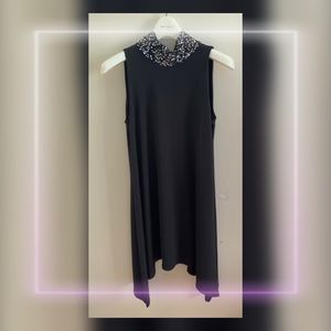 Black Tie Dress With Sequined Neckline